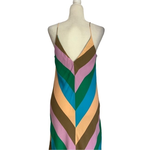Tibi Julian Chevron Multi Stripe Maxi Slip Dress - Picture 10 of 15